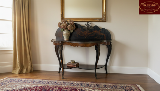 Rare 19th-Century French Console Table • Fine Marquetry & Hand-Chiseled Bronze Mounts