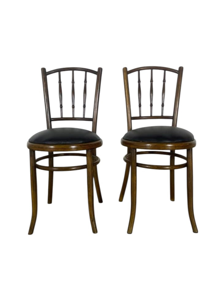 Set of 2 Original English Thonet Chairs – Solid Mahogany