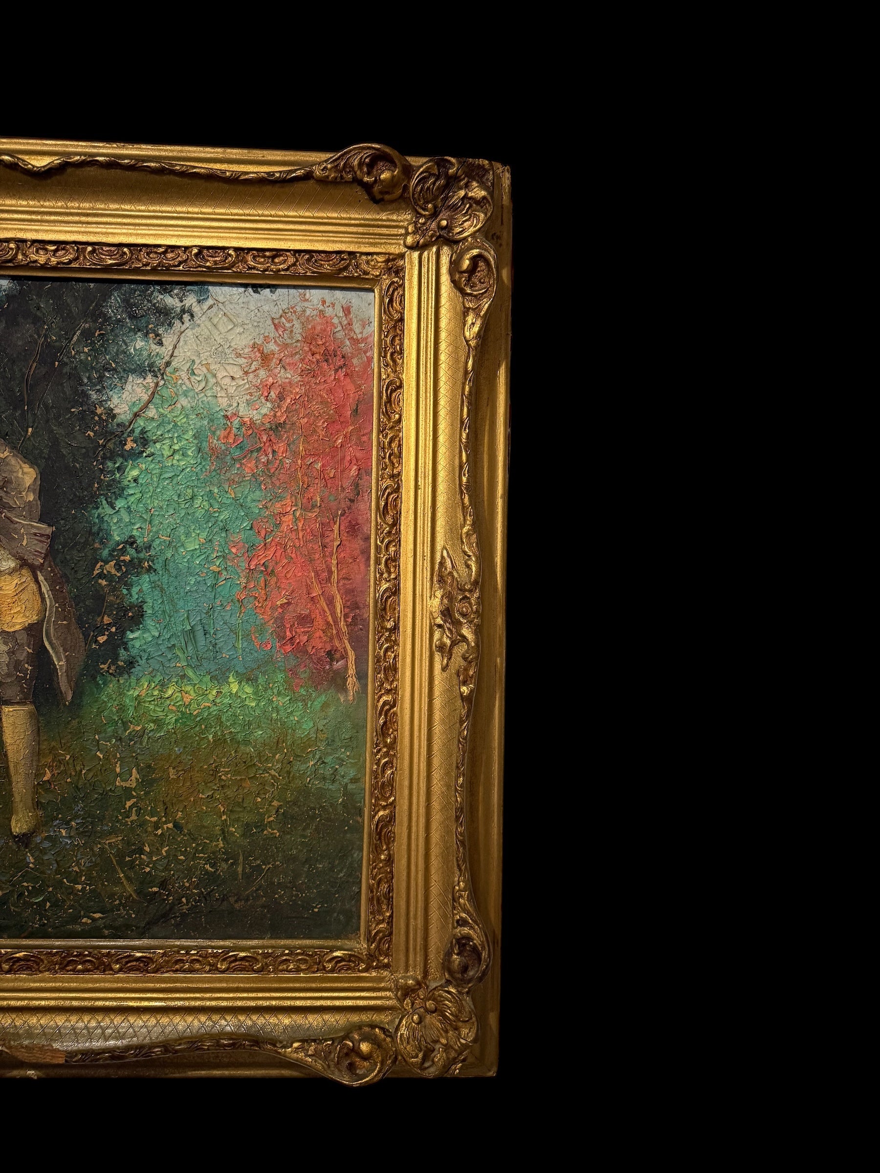 Exceptional European Oil Painting – Signed, 20th Century, Hand-Carved Frame