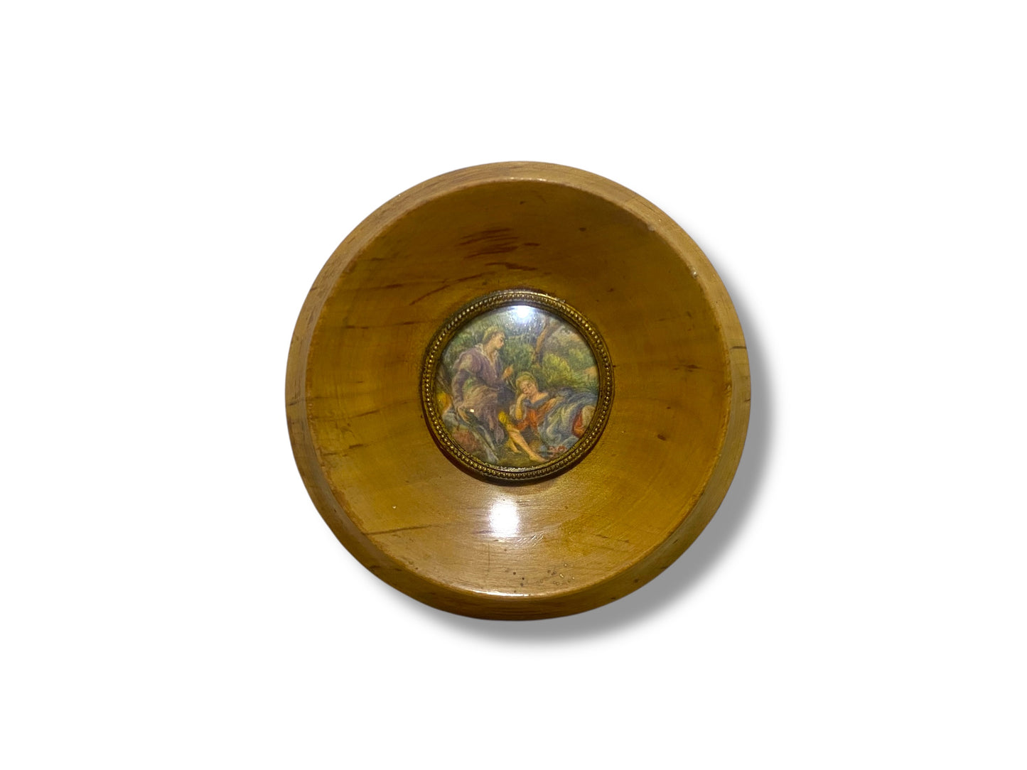 Set of 2 Original French Antique Miniatures — Hand-Painted in Oil with Solid Oak Frames