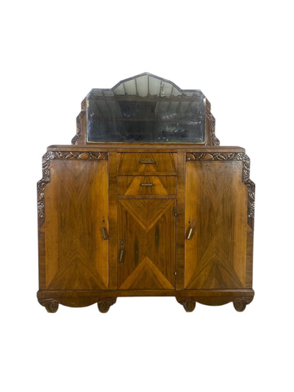 Rare Antique English Mahogany Buffet with Mirror – Two Separate Pieces