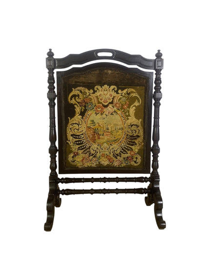 Rare 18th Century Antique English Firescreen – Solid Mahogany, Bentwood Steam Work & Original French Aubusson Tapestry
