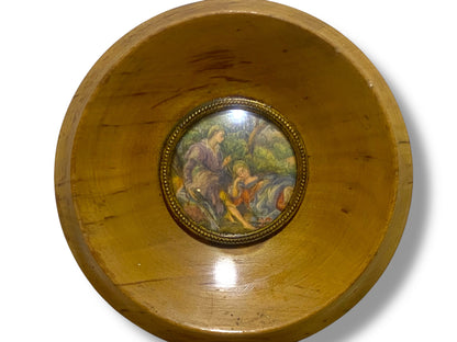 Set of 2 Original French Antique Miniatures — Hand-Painted in Oil with Solid Oak Frames
