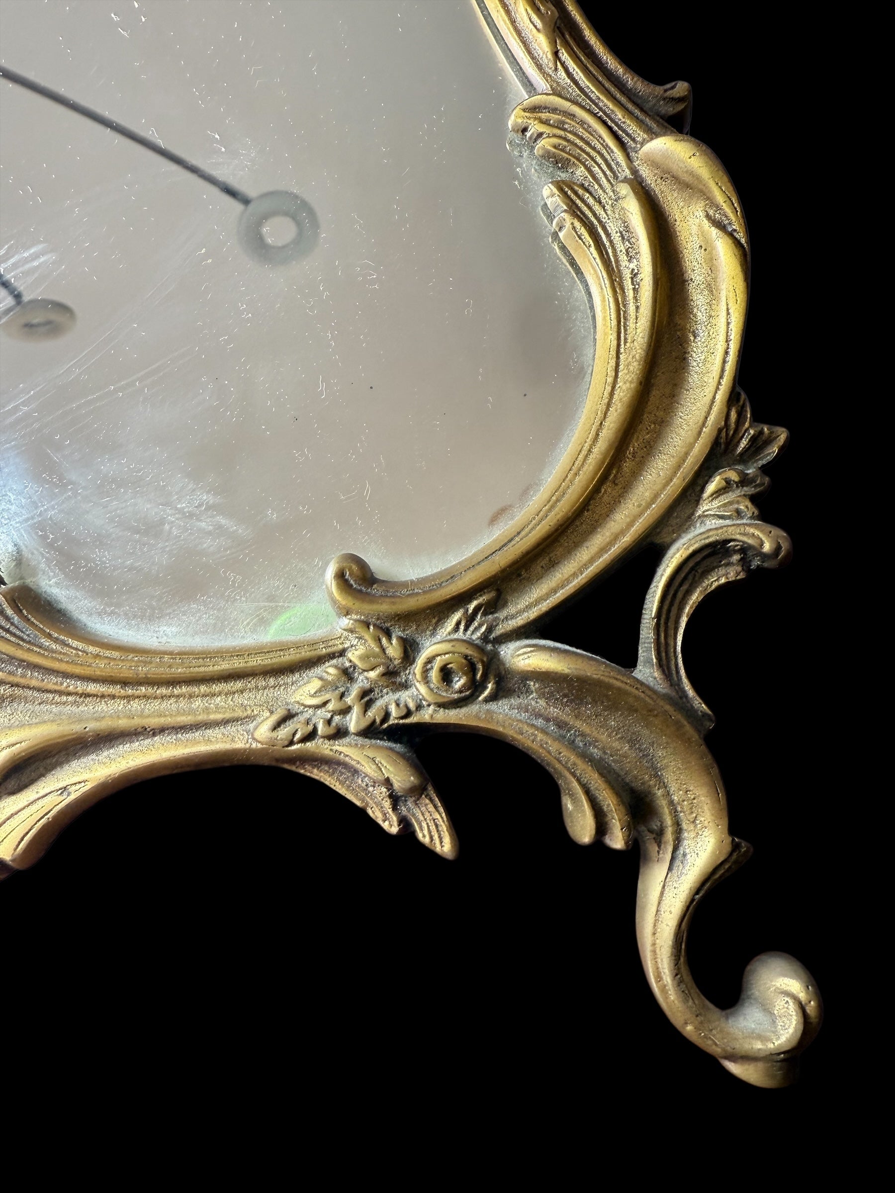 Antique European Standing Mirror – Pure Bronze, Handcrafted