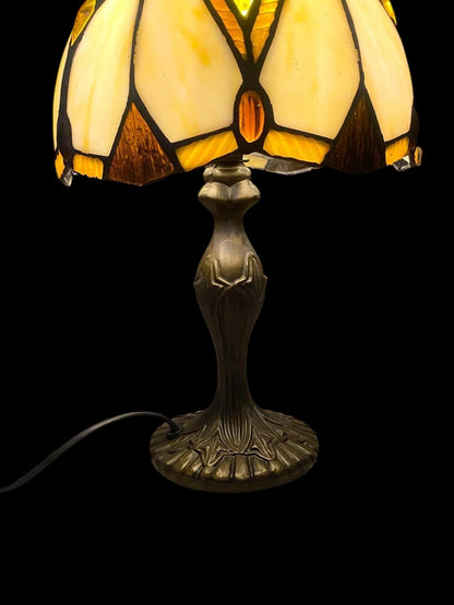 Original Antique American Tiffany Lamp – Handcrafted Stained Glass & Engraved Bronze Base