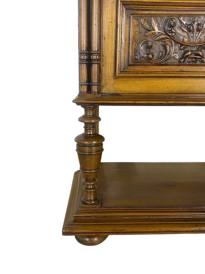 “Original 19th Century French Buffets – Matching Pair, Solid Oak with Hand-Carved Lion Heads”