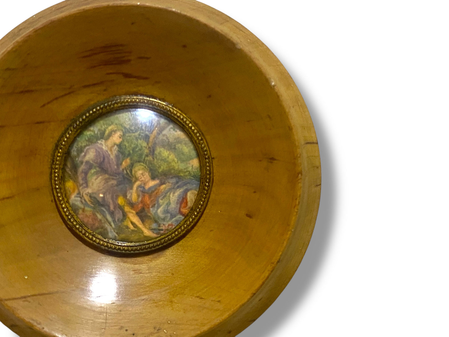 Set of 2 Original French Antique Miniatures — Hand-Painted in Oil with Solid Oak Frames