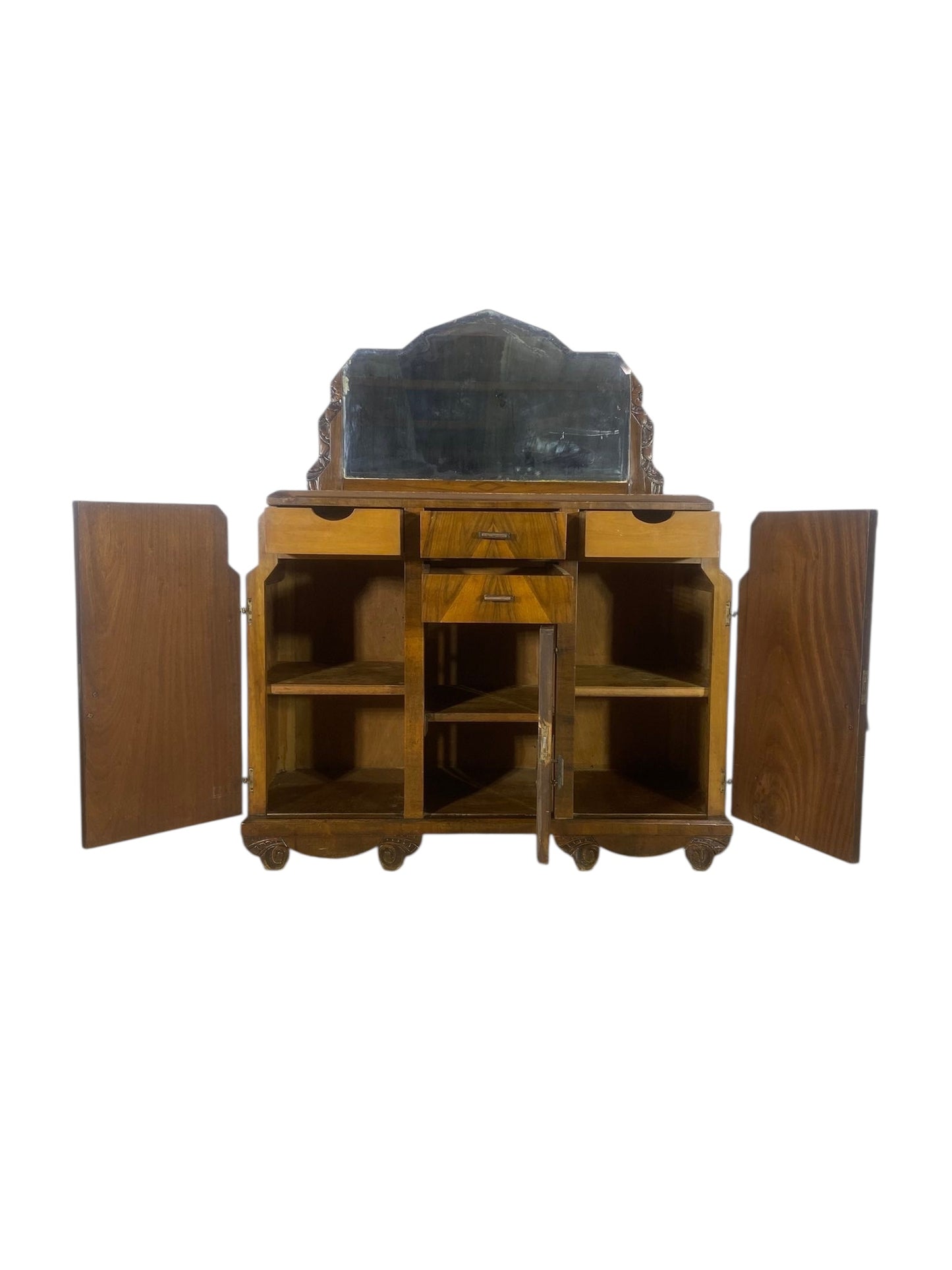 Rare Antique English Mahogany Buffet with Mirror – Two Separate Pieces