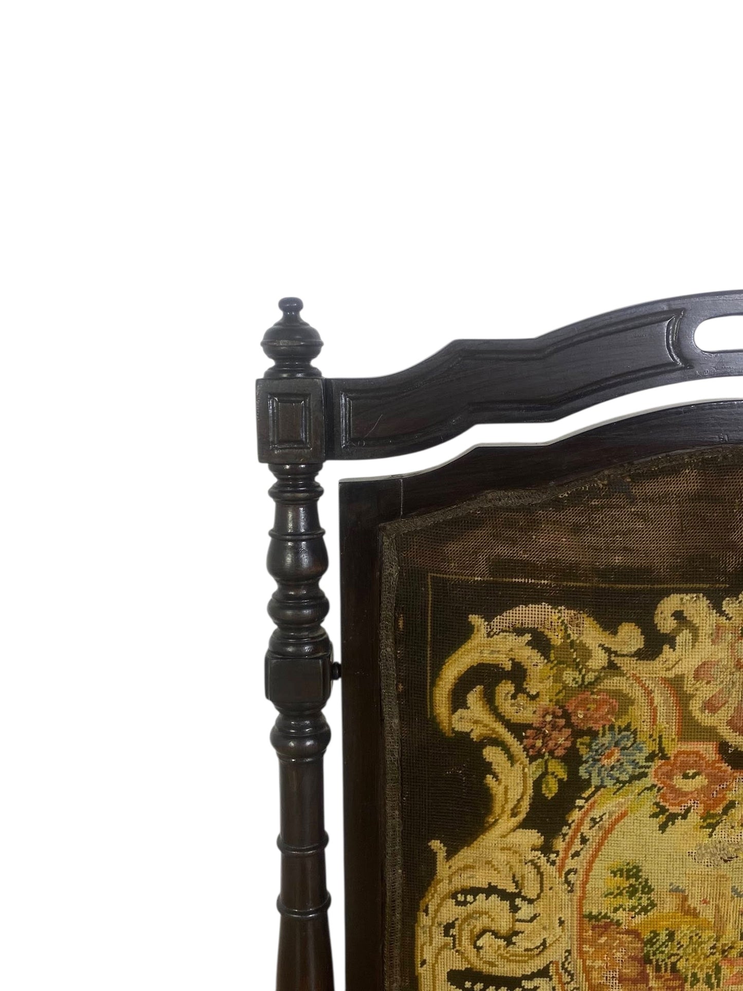 Rare 18th Century Antique English Firescreen – Solid Mahogany, Bentwood Steam Work & Original French Aubusson Tapestry