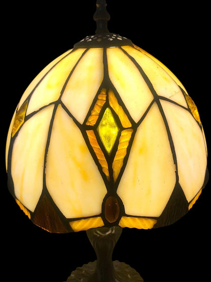 Original Antique American Tiffany Lamp – Handcrafted Stained Glass & Engraved Bronze Base