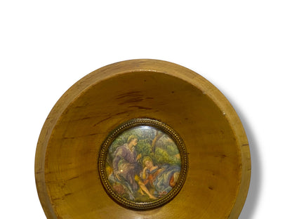 Set of 2 Original French Antique Miniatures — Hand-Painted in Oil with Solid Oak Frames