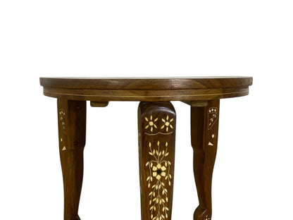 Exceptional Antique Indian Hand-Carved Game Table with Natural Ivory Inlay