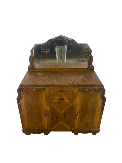 Rare Antique English Mahogany Buffet with Mirror – Two Separate Pieces