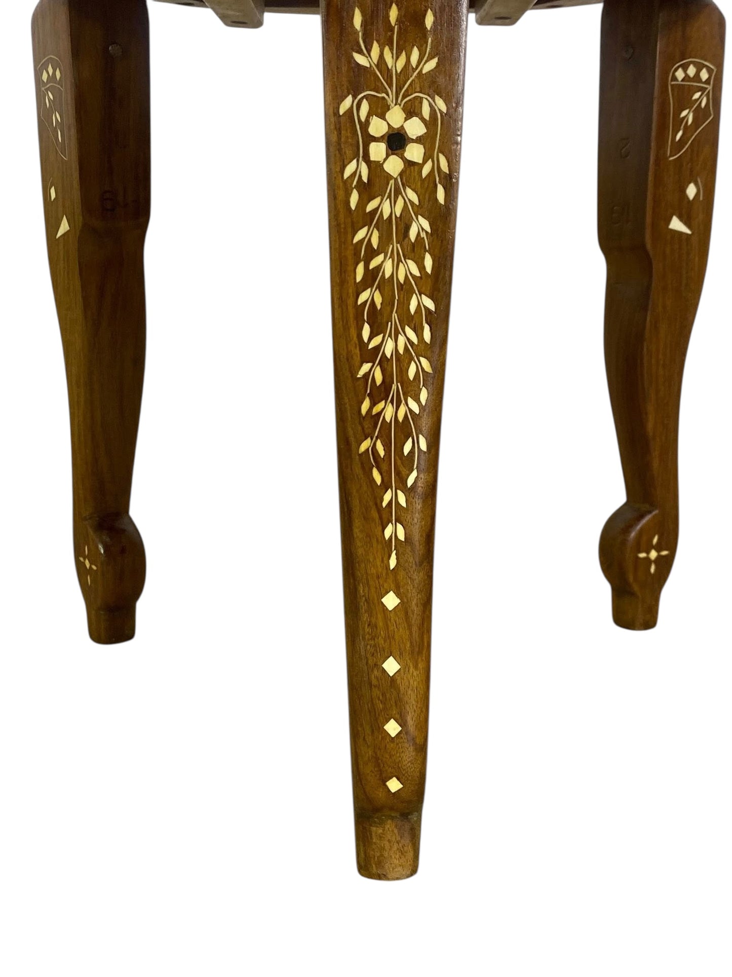 Exceptional Antique Indian Hand-Carved Game Table with Natural Ivory Inlay