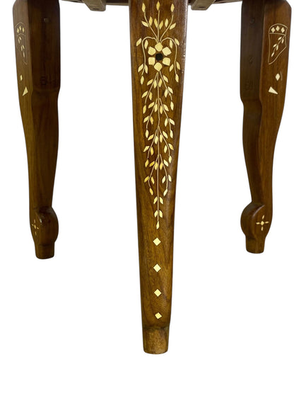 Exceptional Antique Indian Hand-Carved Game Table with Natural Ivory Inlay