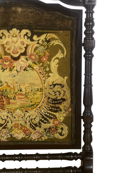 Rare 18th Century Antique English Firescreen – Solid Mahogany, Bentwood Steam Work & Original French Aubusson Tapestry