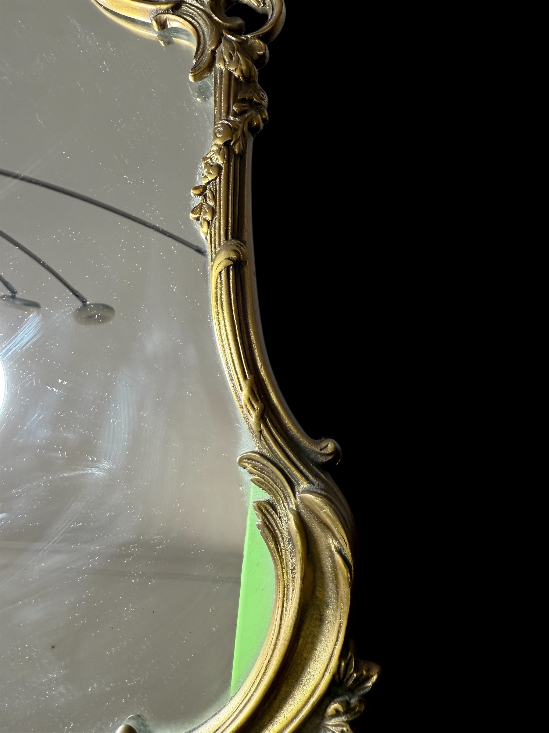 Antique European Standing Mirror – Pure Bronze, Handcrafted