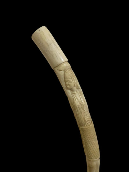 Hand-Carved African Ivory Elephant Sculpture on Solid Rosewood Base