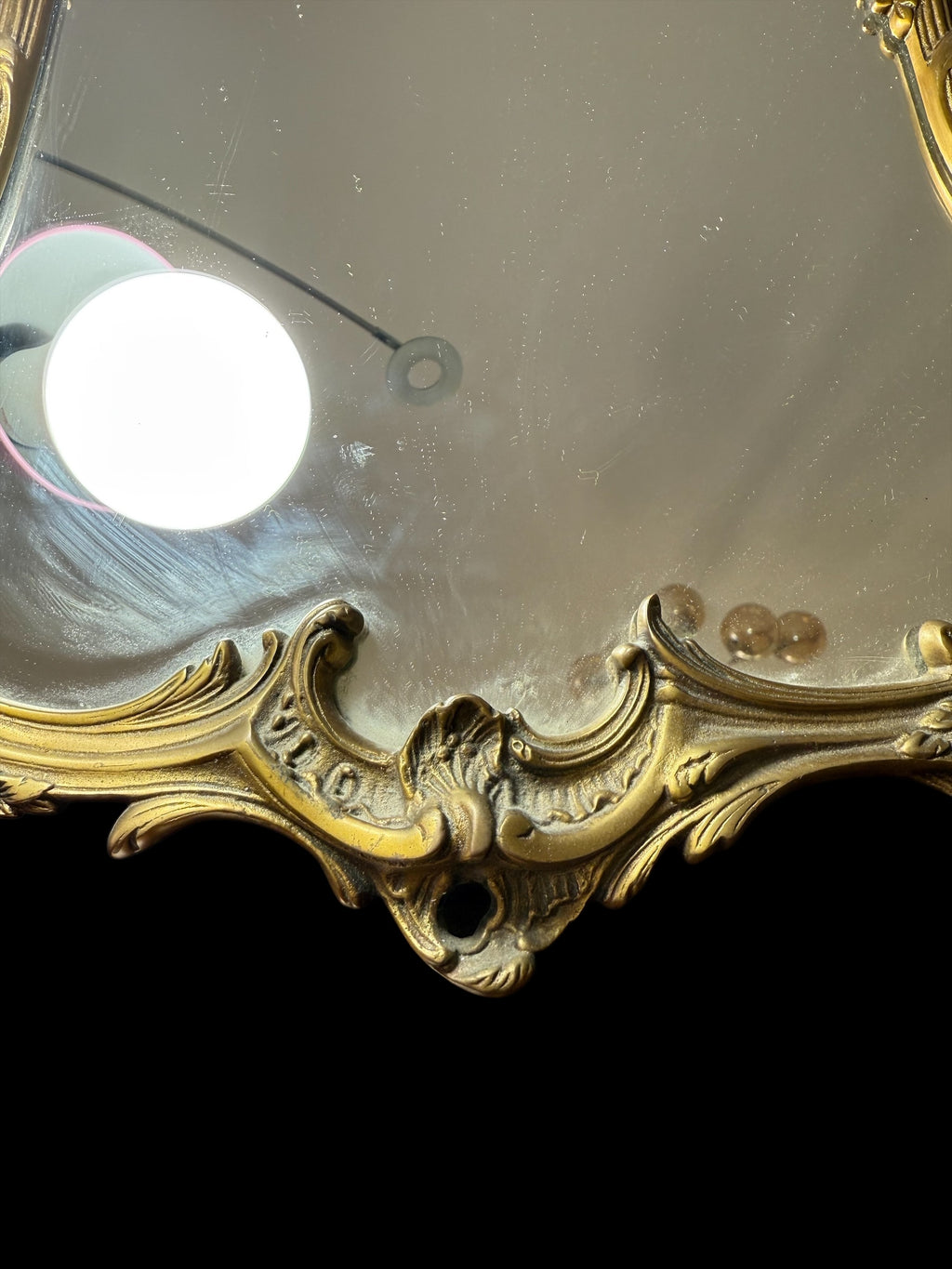Antique European Standing Mirror – Pure Bronze, Handcrafted