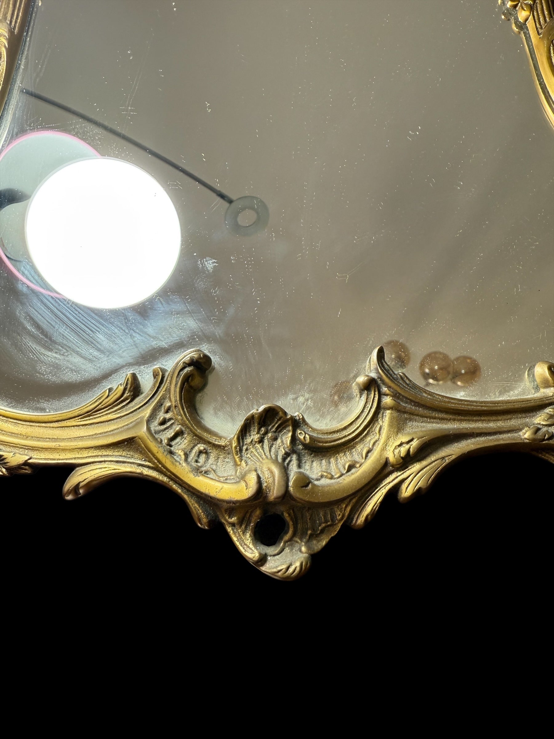 Antique European Standing Mirror – Pure Bronze, Handcrafted