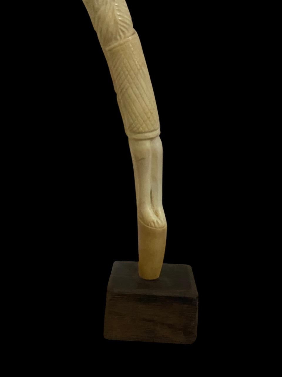 Hand-Carved African Ivory Elephant Sculpture on Solid Rosewood Base