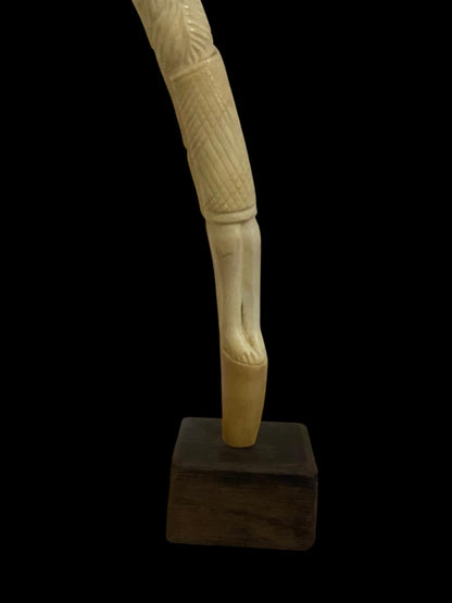 Hand-Carved African Ivory Elephant Sculpture on Solid Rosewood Base