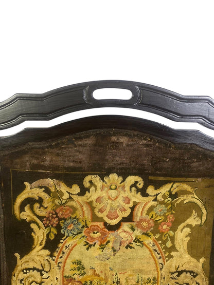 Rare 18th Century Antique English Firescreen – Solid Mahogany, Bentwood Steam Work & Original French Aubusson Tapestry
