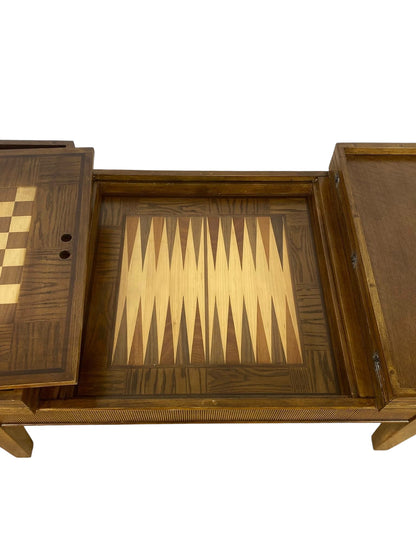 Extremely Rare French Antique Game/Coffee Table – Handcrafted Solid Oak