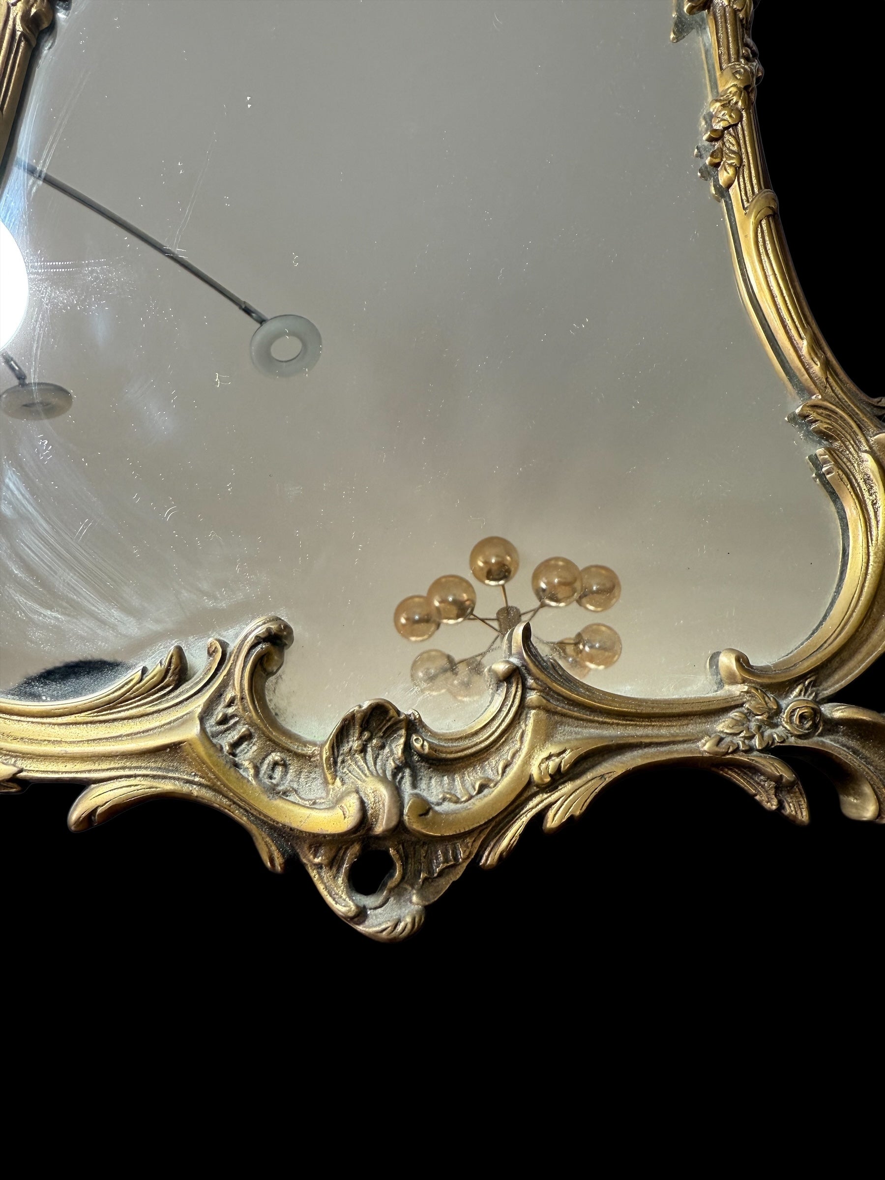 Antique European Standing Mirror – Pure Bronze, Handcrafted