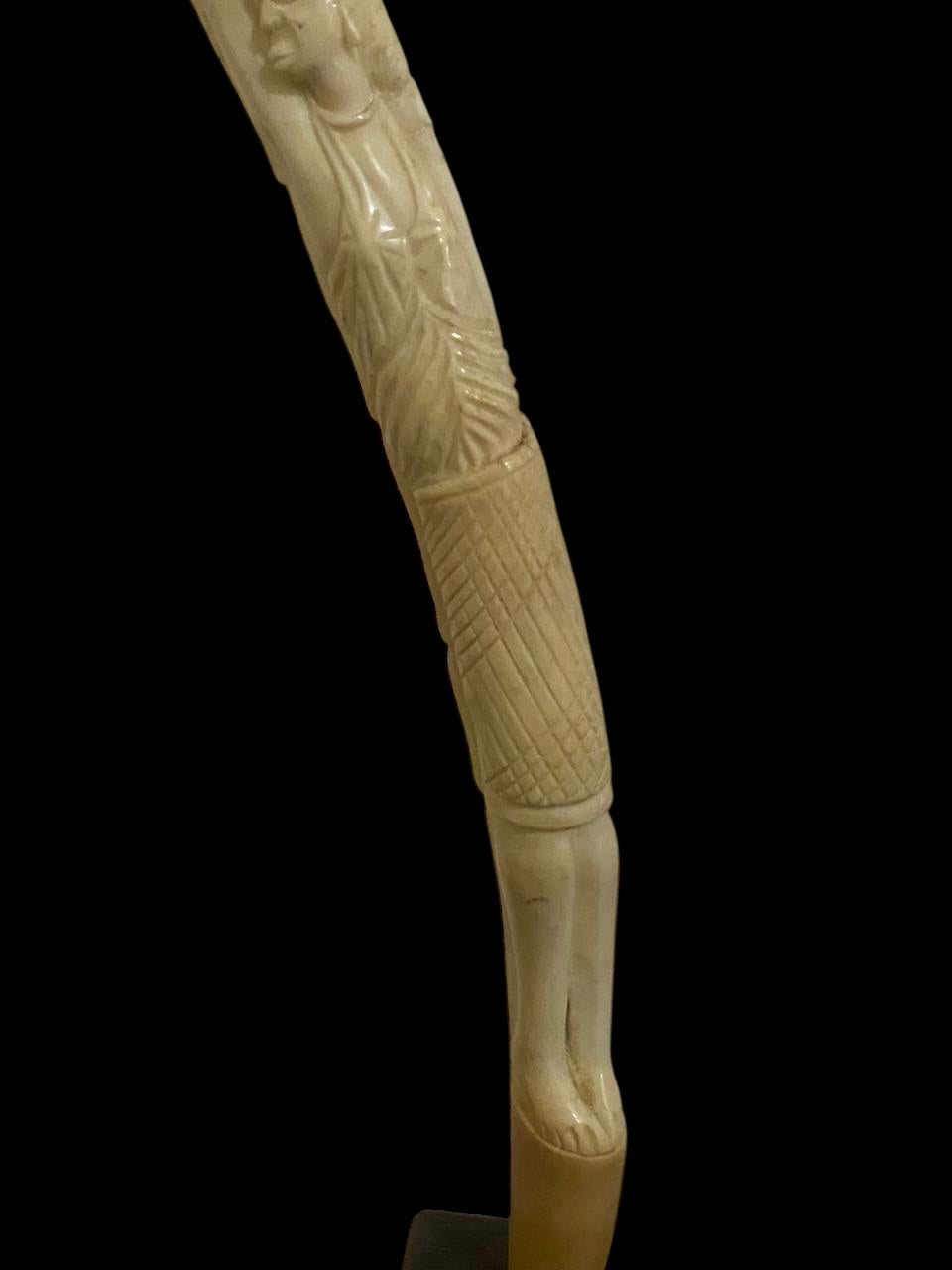 Hand-Carved African Ivory Elephant Sculpture on Solid Rosewood Base