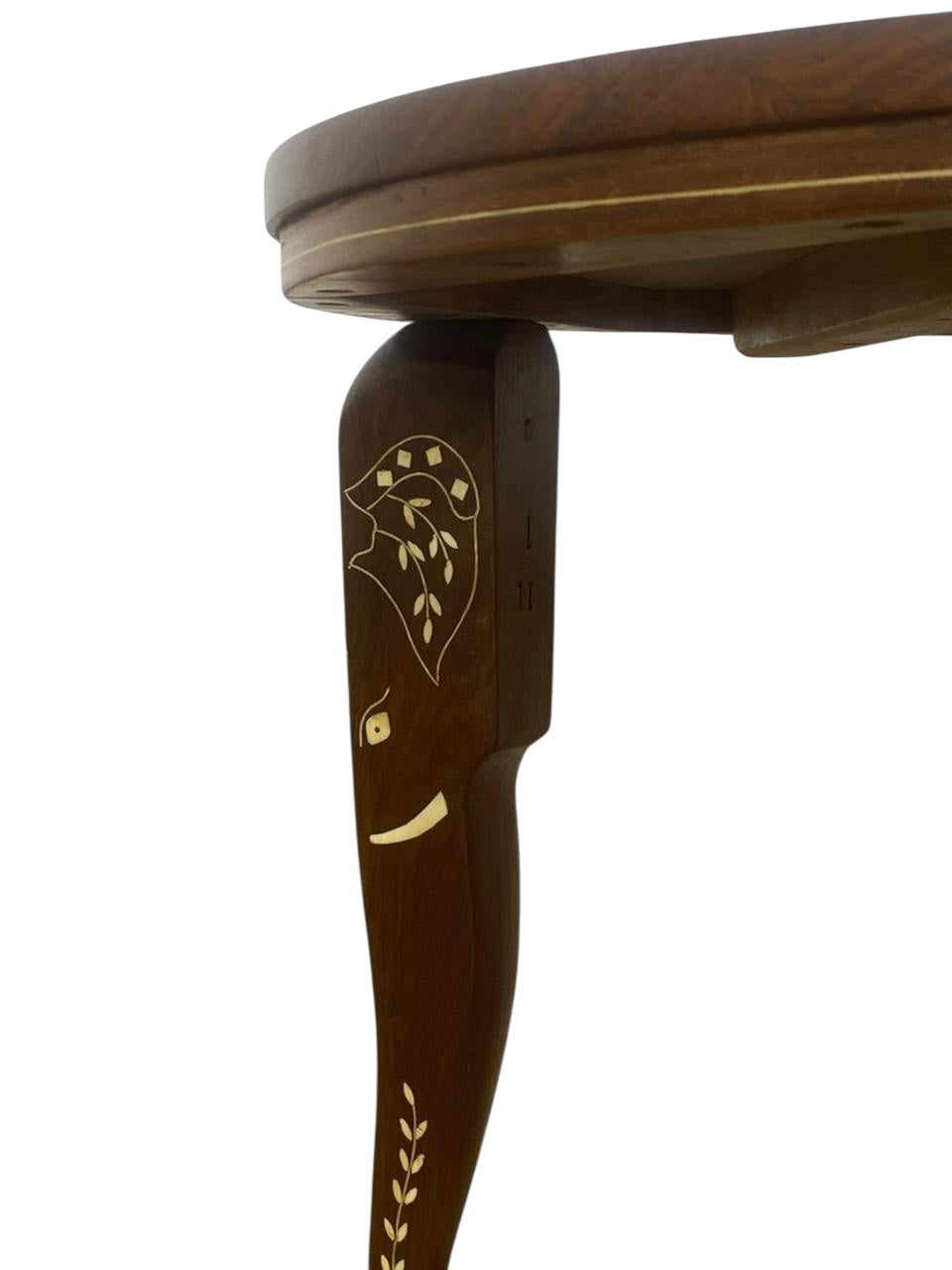 Exceptional Antique Indian Hand-Carved Side Table in Taj Mahal Style with Natural Ivory Inlay