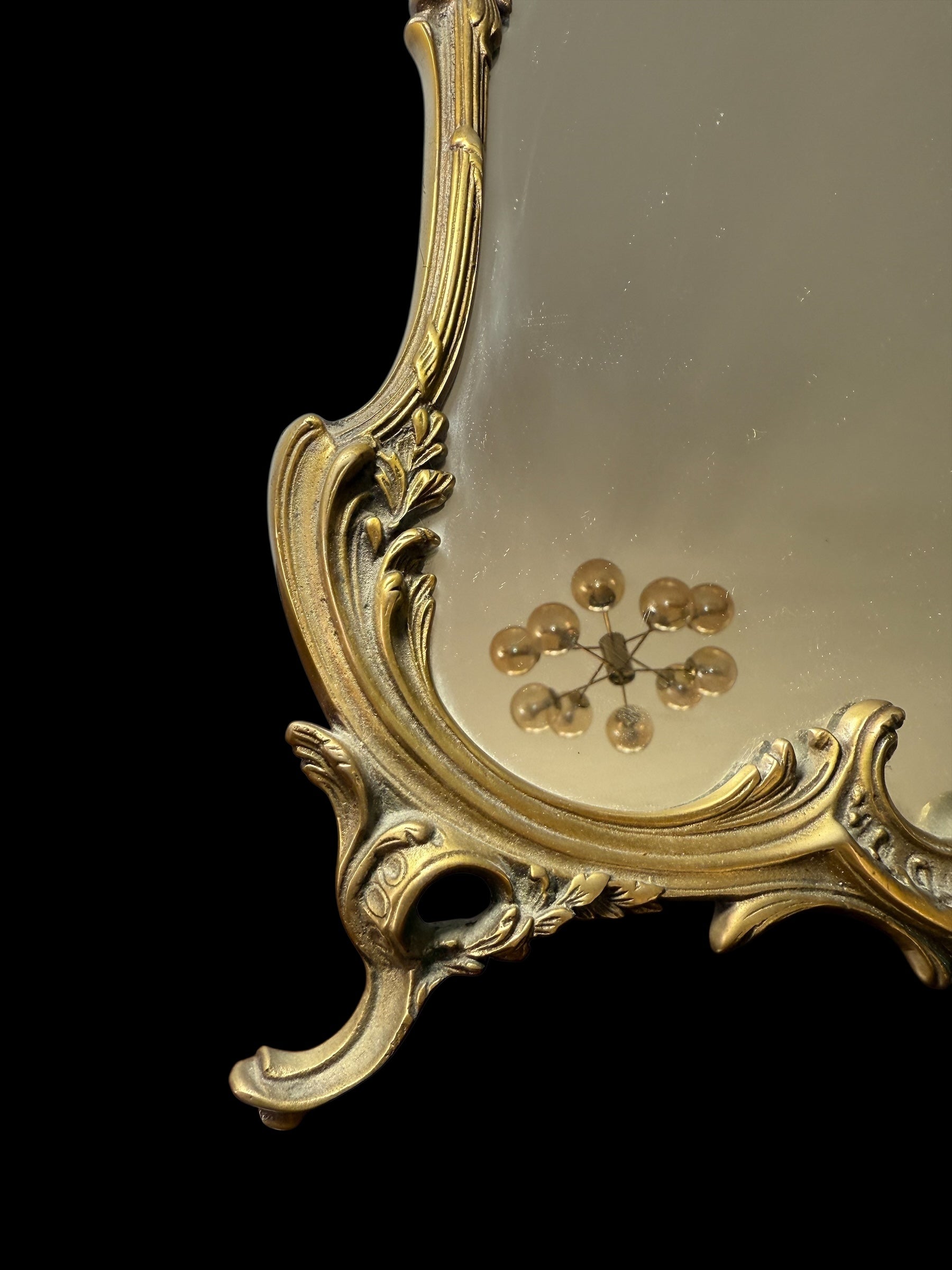 Antique European Standing Mirror – Pure Bronze, Handcrafted