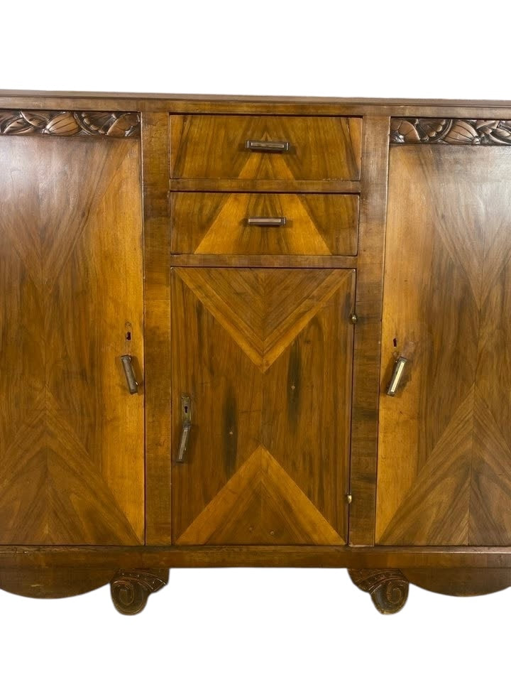 Rare Antique English Mahogany Buffet with Mirror – Two Separate Pieces