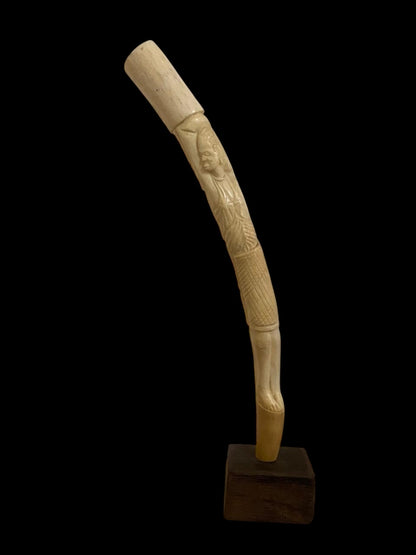 Hand-Carved African Ivory Elephant Sculpture on Solid Rosewood Base