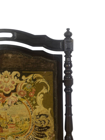 Rare 18th Century Antique English Firescreen – Solid Mahogany, Bentwood Steam Work & Original French Aubusson Tapestry