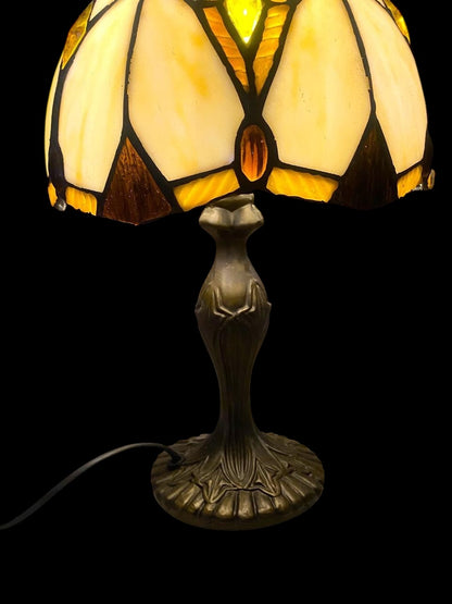 Original Antique American Tiffany Lamp – Handcrafted Stained Glass & Engraved Bronze Base