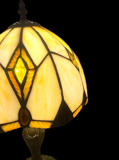 Original Antique American Tiffany Lamp – Handcrafted Stained Glass & Engraved Bronze Base