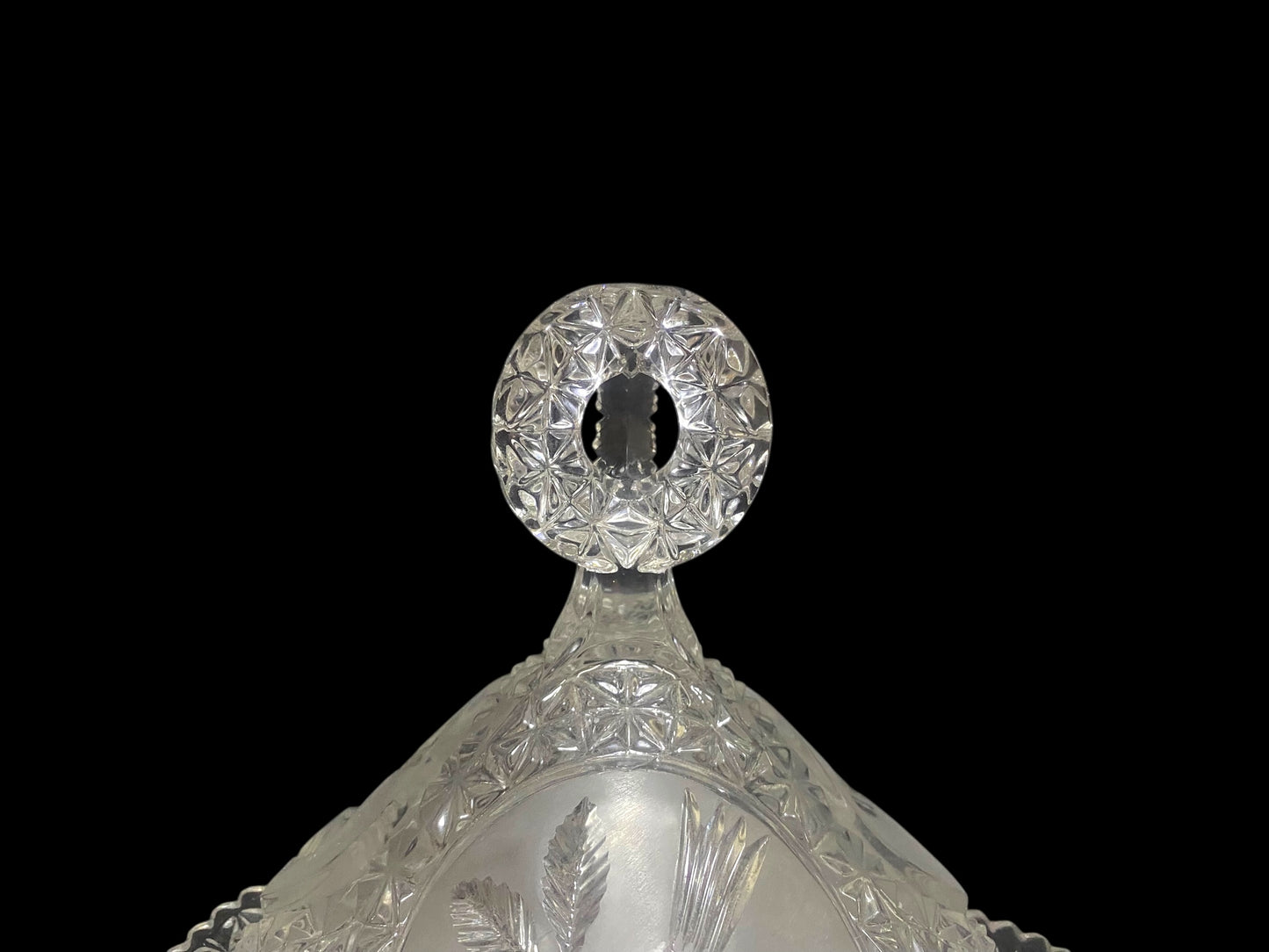 Antique Italian Bonbonniere with Lid — Hand-Engraved Czech Crystal and Capodimonte Porcelain Figures