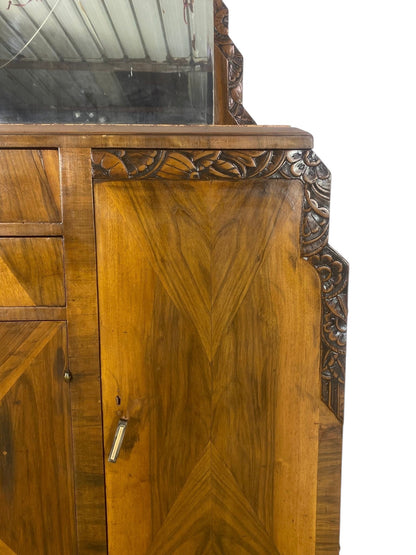 Rare Antique English Mahogany Buffet with Mirror – Two Separate Pieces