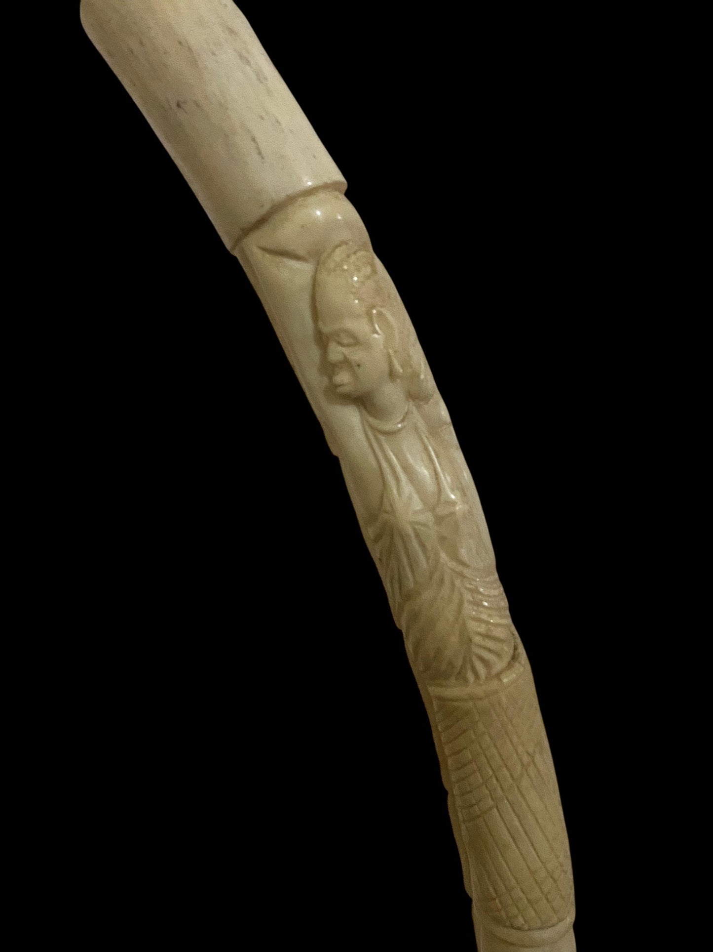 Hand-Carved African Ivory Elephant Sculpture on Solid Rosewood Base