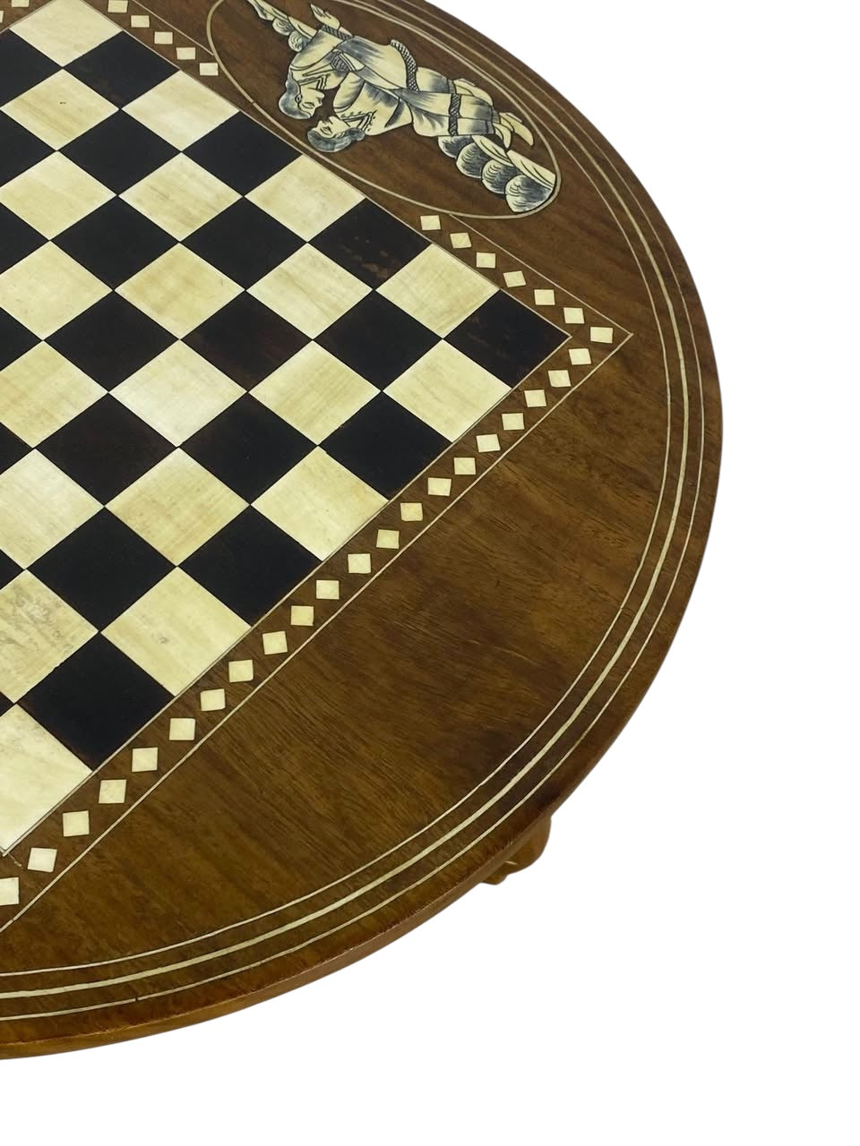 Exceptional Antique Indian Hand-Carved Game Table with Natural Ivory Inlay