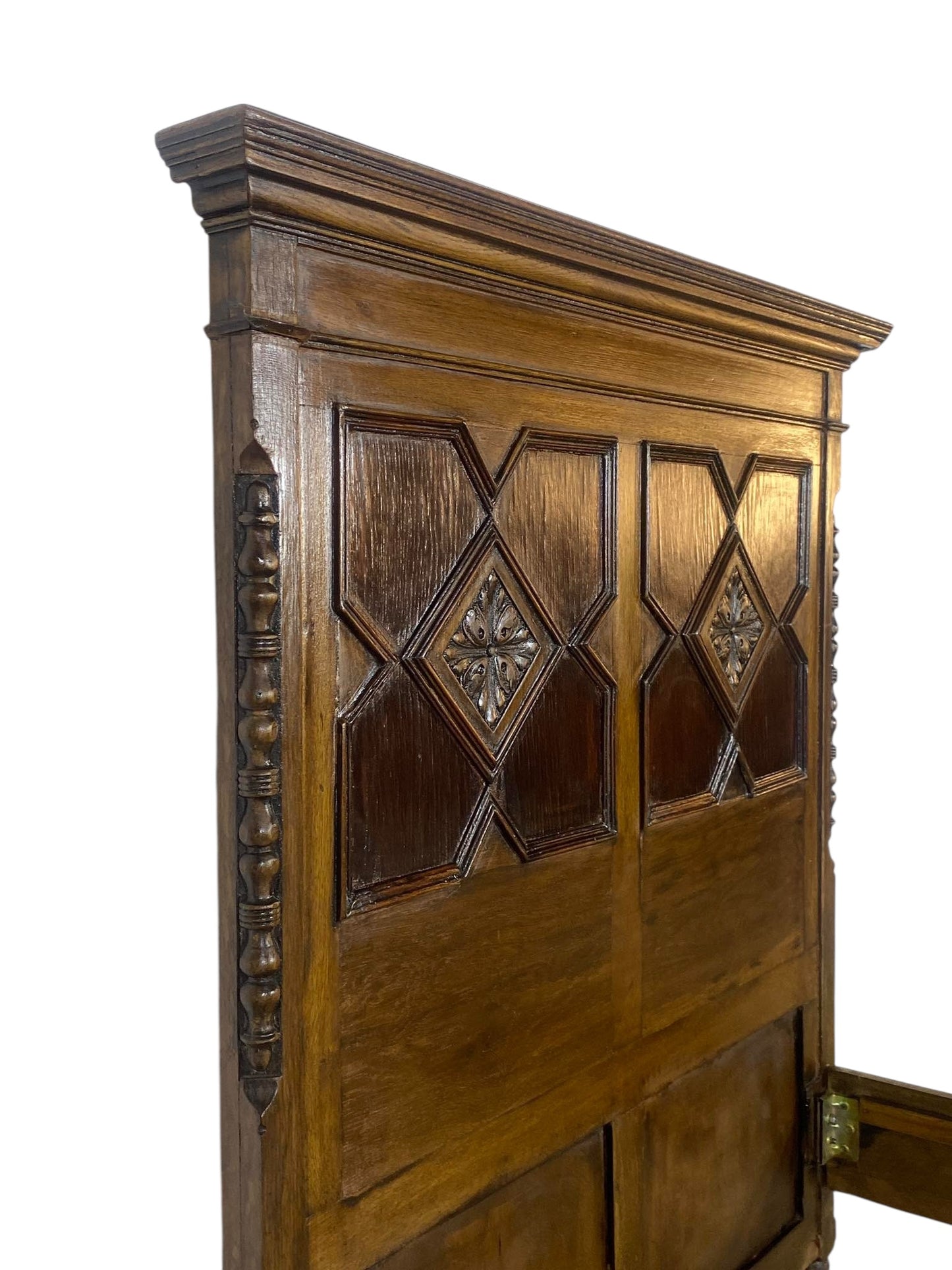 Original Antique English Bed – Hand-Carved Oak