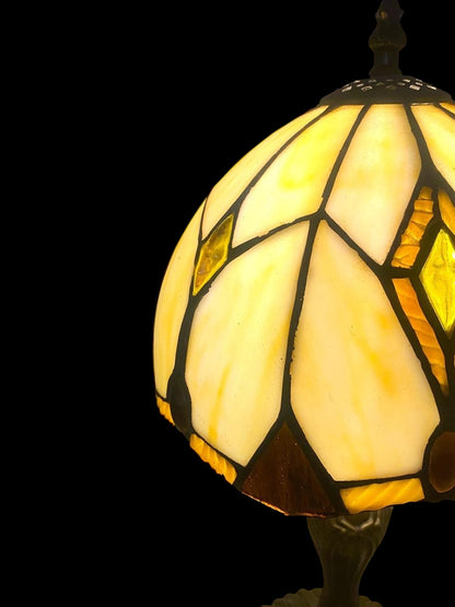 Original Antique American Tiffany Lamp – Handcrafted Stained Glass & Engraved Bronze Base