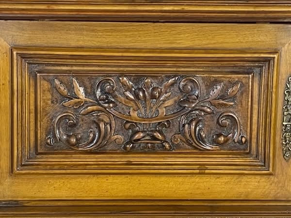“Original 19th Century French Buffets – Matching Pair, Solid Oak with Hand-Carved Lion Heads”