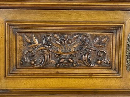 “Original 19th Century French Buffets – Matching Pair, Solid Oak with Hand-Carved Lion Heads”