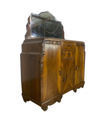 Rare Antique English Mahogany Buffet with Mirror – Two Separate Pieces