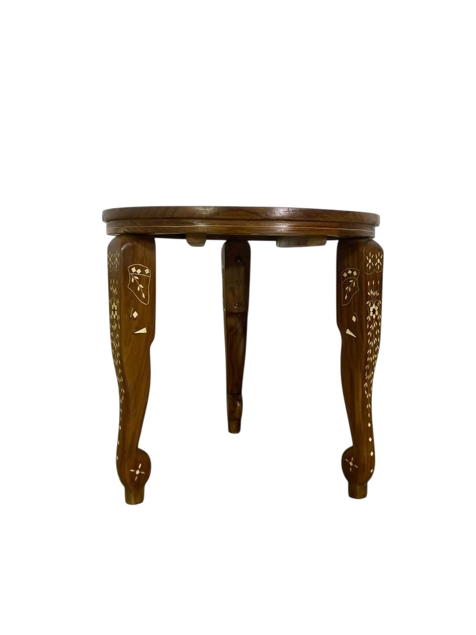 Exceptional Antique Indian Hand-Carved Game Table with Natural Ivory Inlay