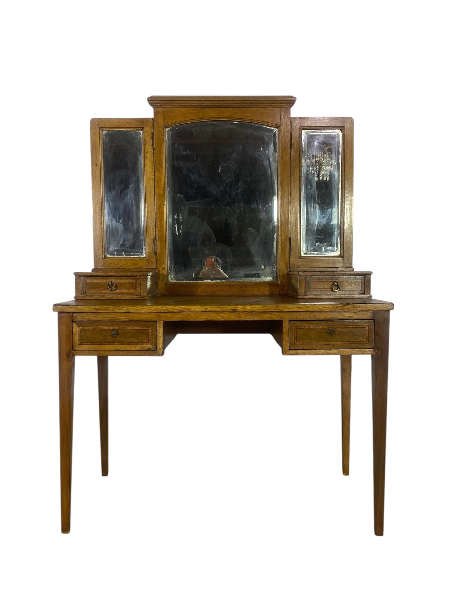 Rare 20th Century French Oak Dresser with Mirrors (Two Separate Pieces)