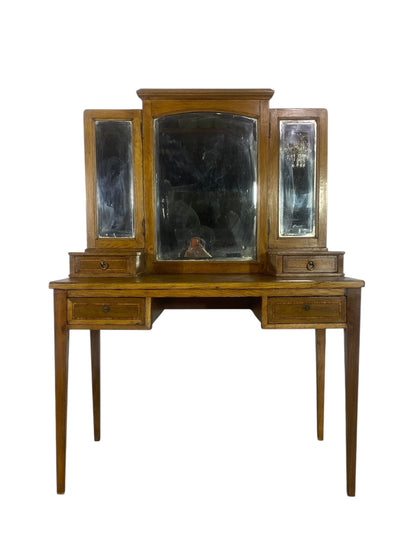 Rare 20th Century French Oak Dresser with Mirrors (Two Separate Pieces)
