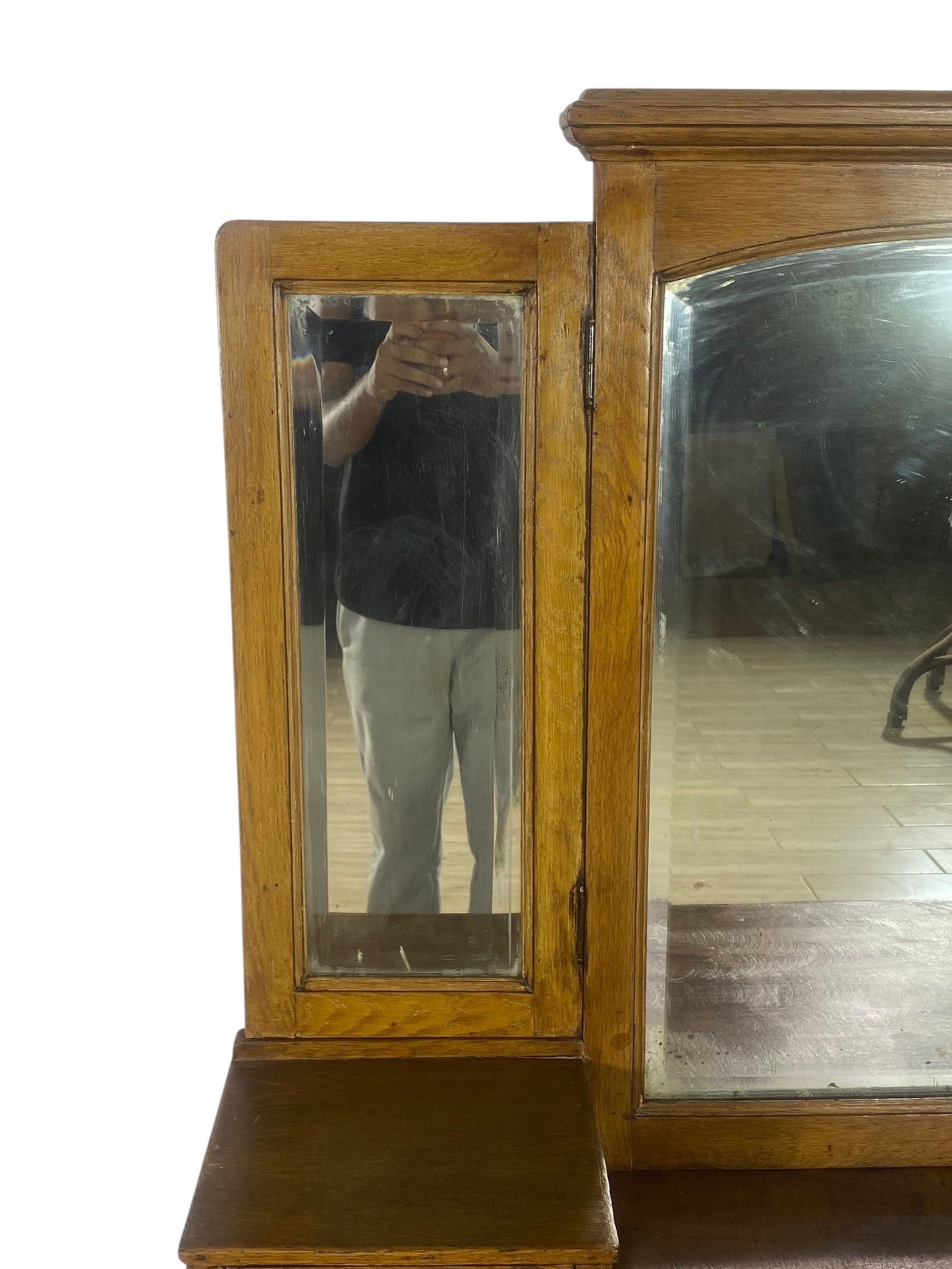 Rare 20th Century French Oak Dresser with Mirrors (Two Separate Pieces)